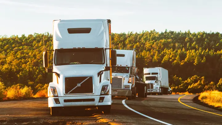 Trucks parked roadside